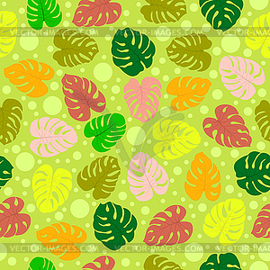 Seamless pattern with tropical plants leaves and - vector image
