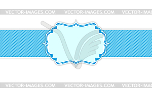 Decorative plate on blue ribbon background - vector clipart