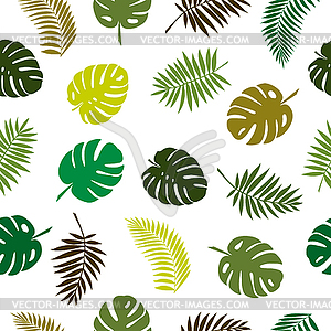 Seamless pattern with tropical plant leaves. - vector clipart