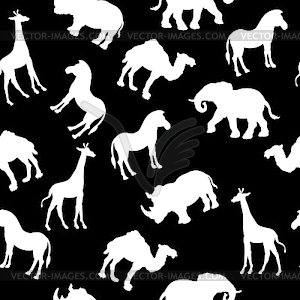 Seamless pattern with wild animal outlines - vector image Seamless pattern with wild animal outlines - vector image