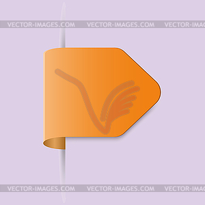 Orange arrow tab with shadow and space for text - vector clipart