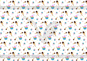 Simple ice cream pattern, flat design - color vector clipart