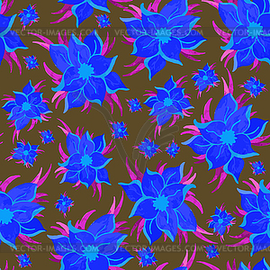 Seamless abstract pattern with watercolor flowers - vector image