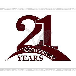 21 years anniversary, flat simple design - vector clipart
