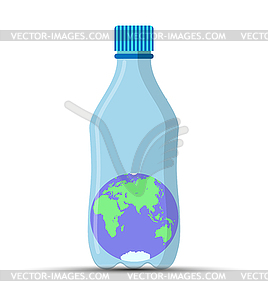 Globe inside plastic bottle. Environmental - vector clipart