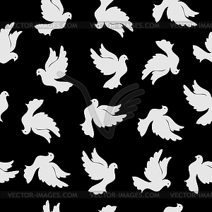 Seamless pattern with pigeons for design and - white & black vector clipart