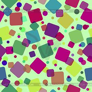 Seamless pattern with colored squares and circles. - vector image