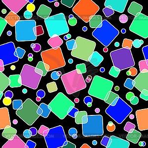 Seamless pattern with colored squares and circles. - vector clipart