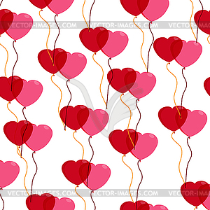 Seamless pattern. Red and pink balloons in form of - vector image