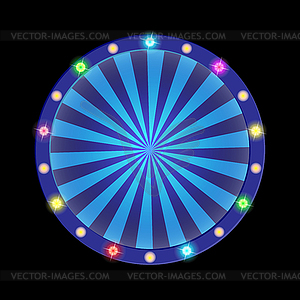 Round disc with blue background and colorful light - vector image