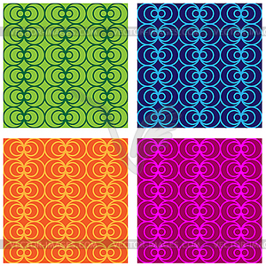 Set of multi-colored seamless patterns of circles - vector image