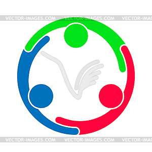 Group of three people form circle - vector image