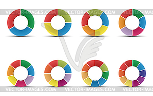 Set of ring diagrams with 3, 4, 5, 6, 7, 8, 9 and 1 - vector clipart