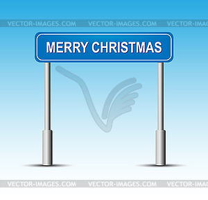 Road sign with words Merry Christmas - vector clip art