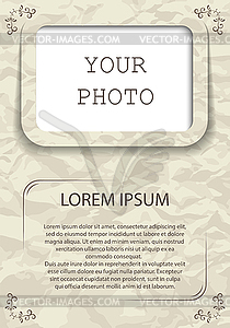 Vintage style photo frame for family album, - vector image
