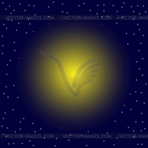 Yellow ball on blue background. imitation of sun - vector clipart