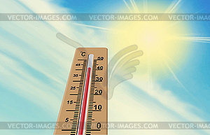 Sun and thermometer. air temperature is more than 4 - vector clipart / vector image