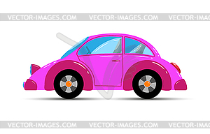 Children`s toy. Kids car sedan pink in color - vector clipart