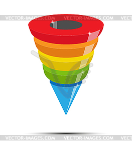 Воронка свинцового поколения, Воронка продаж пятицветная - векторное изображение