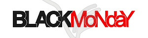 Red and black lettering Black MONDAY. Banner or ico - vector clip art