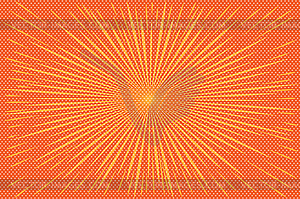 Поп-арт оранжевый фон с радиальными лучами. - изображение в векторном виде