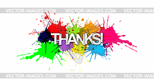 THANKS! inscription on background of colored spray - royalty-free vector clipart