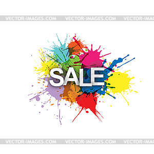 SALE! Colorful banner of colorful splashes of paint - vector clipart