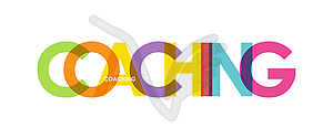 COACHING. Color colorful banners, lower-case letters - vector clipart