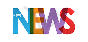 NEWS. Color colorful banner, lowercase letters - stock vector clipart