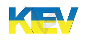 KIEV. name of capital of Ukraine in colors of na - vector image