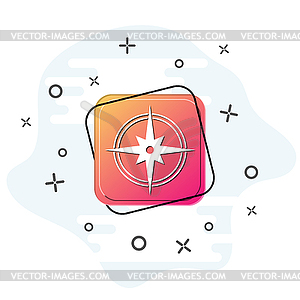 Compass icon. Purple square button. Flat design - vector image