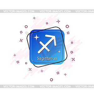 Sagittarius blue button with zodiac sign symbol - royalty-free vector image