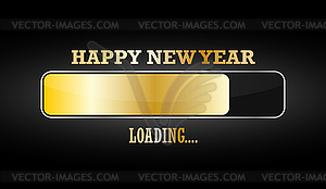 Happy New Year. New year loading scale on black - vector image