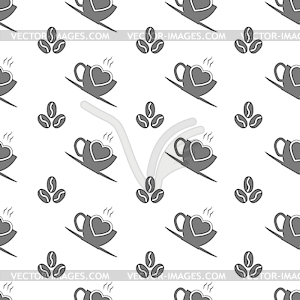 Seamless pattern with coffee Cup, coffee beans and - vector clipart / vector image