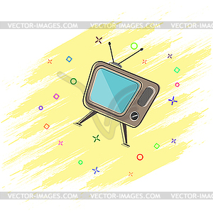 Cartoon TV with kinescope. Splash effect. Simple - vector clipart