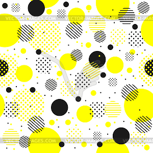 Seamless pattern of yellow and black dots. - vector image