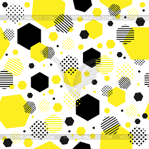 Seamless pattern of yellow and black dots. - vector clip art