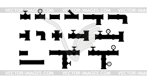 Set of elements of plumbing, simple flat design - vector image