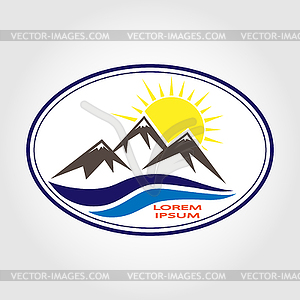 Icon of mountains, flat simple design - vector clip art