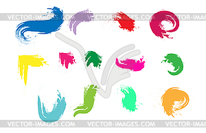 Set of brush strokes with colored paint - vector EPS clipart