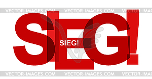 Word Victory. Banner in red shades. Stylistic design - vector image