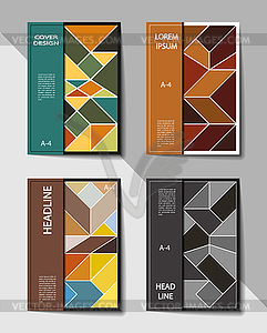 Set of editable layouts for A4 cover with abstract - vector image
