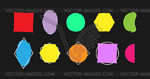 Geometric shapes with ragged edges for design. - vector image