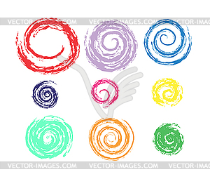 Editable set of spiral circles for design and - vector image