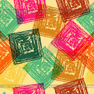 Seamless pattern of colored squares of brush strokes - vector image