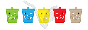 Set of colored cartoon tanks with inscriptions for - vector clip art