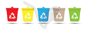 Set of color tanks with separate waste collection. - royalty-free vector clipart