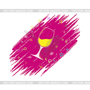 Icon of glass with drink. Comic book style icon wit - vector clip art