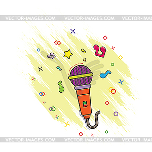 Colored microphone icon. Flat cartoon style with - vector clip art
