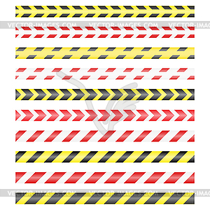 Set of seamless warning tapes in red-white and - vector image